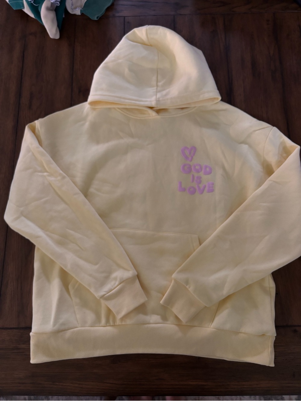 Women’s Pale Yellow Hoodie with 'God Is Love' Print